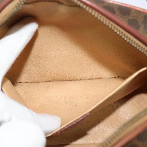 CELINE Macadam Canvas Shoulder Bag PVC Leather Brown Gold Auth ep8498 - Picture 4 of 15